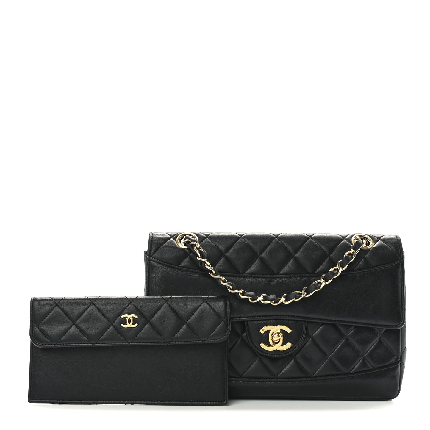 Lambskin Quilted Small Single Flap Black