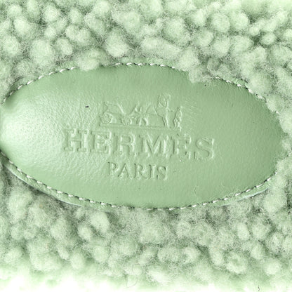 Hermes Woolskin Oran Sandals 39 Vert D’eau 7 of 8