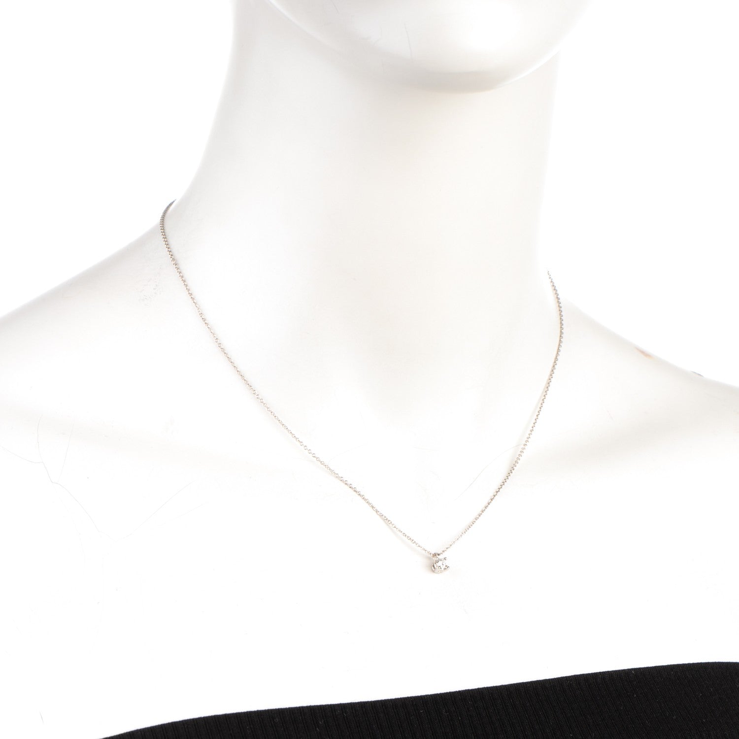 Tiffany Platinum Diamond .17ct Solitaire Pendant Necklace 2 of 4