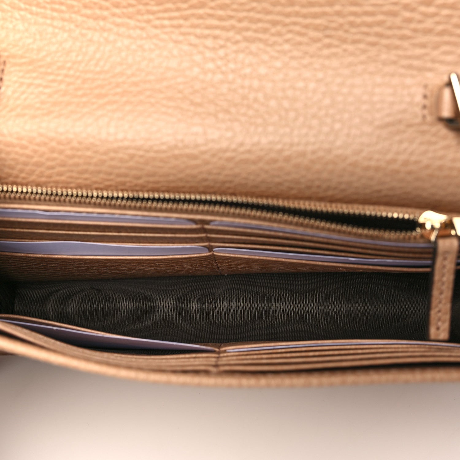 Gucci Dollar Calfskin Interlocking G Chain Wallet Camelia 5 of 9