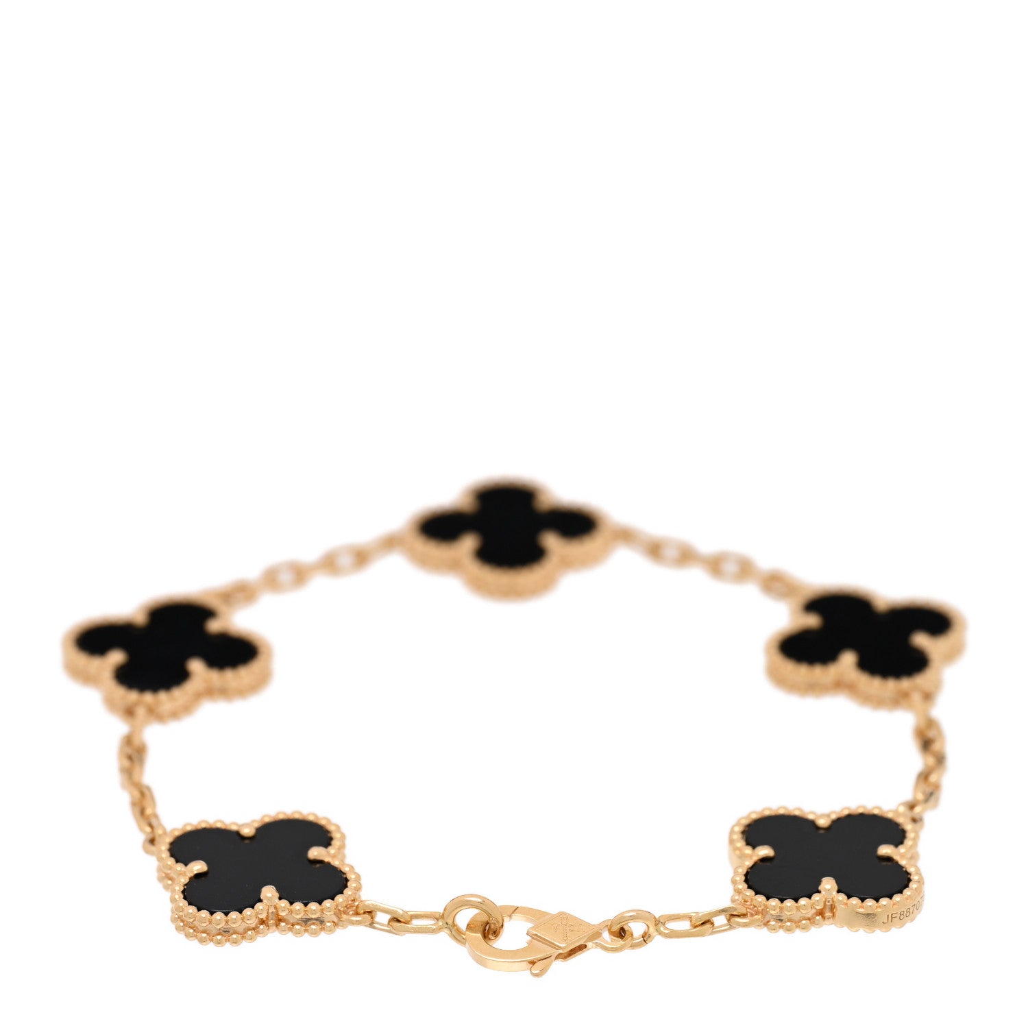 Van Cleef & Arpels 18K Yellow Gold Black Onyx 5 Motifs Vintage Alhambra Bracelet 2 of 4