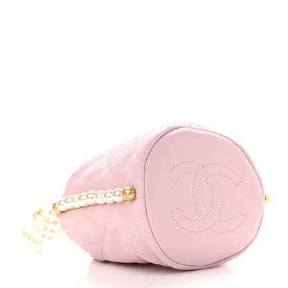 Chanel Calfskin Quilted Pearl Mini About Pearls Drawstring Bucket Light Pink 4 of 9