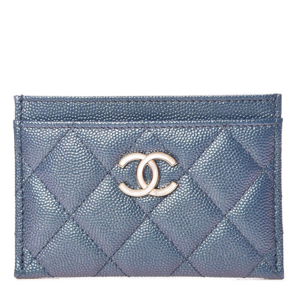 Chanel Iridescent Caviar Quilted Card Holder Dark Blue 1 of 9
