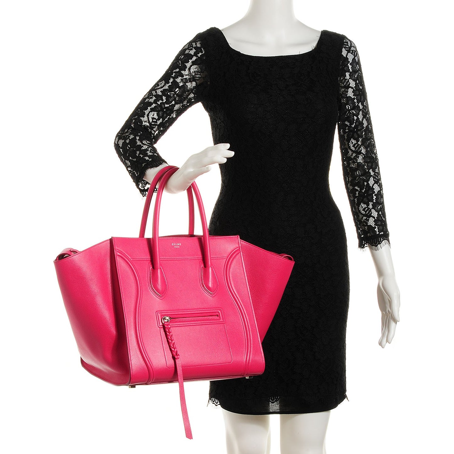 Grained Calfskin Medium Phantom Luggage Fuchsia
