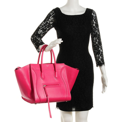 Celine Grained Calfskin Medium Phantom Luggage Fuchsia 2 of 8
