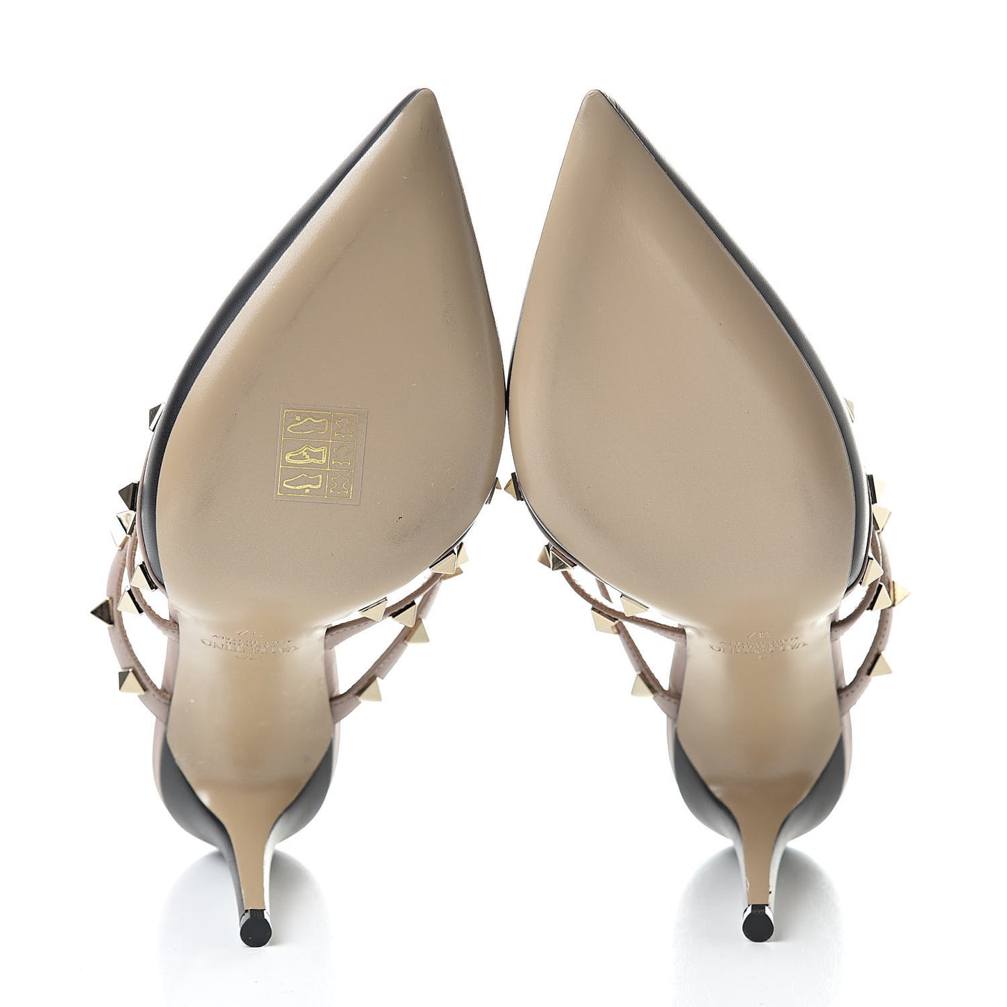 Calfskin Rockstud 90mm Cage Mules 37 Black Poudre