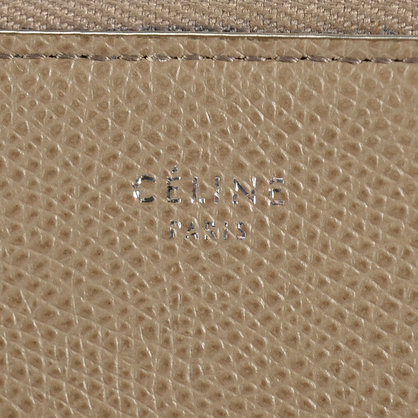 Drummed Calfskin Medium Half Zip Multifunction Wallet Coin Purse Taupe