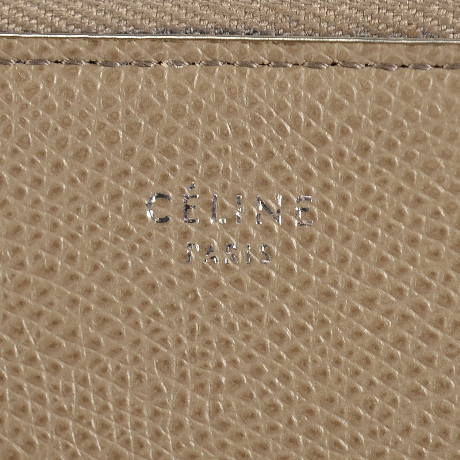Celine Drummed Calfskin Medium Half Zip Multifunction Wallet Coin Purse Taupe 7 of 10
