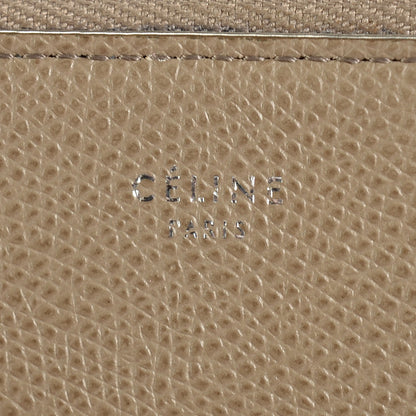 Celine Drummed Calfskin Medium Half Zip Multifunction Wallet Coin Purse Taupe 7 of 10