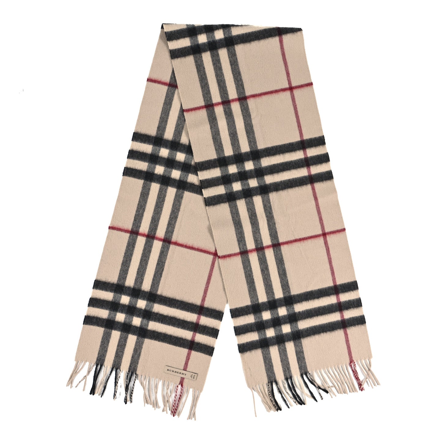 Cashmere Giant Check Fringe Scarf Stone