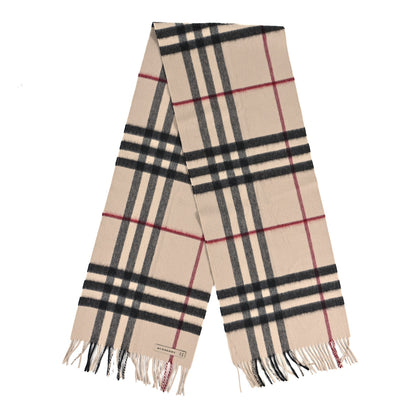 Burberry Cashmere Giant Check Fringe Scarf Stone 2 of 3