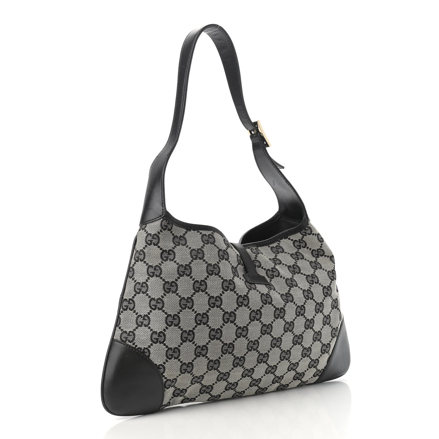 Gucci Monogram Lobster Clasp Jackie O Hobo Beige Black 2 of 12