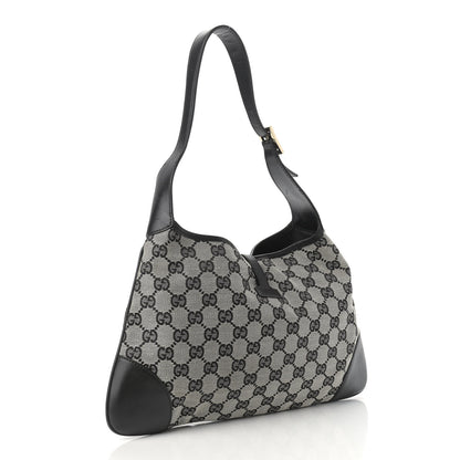Gucci Monogram Lobster Clasp Jackie O Hobo Beige Black 2 of 12