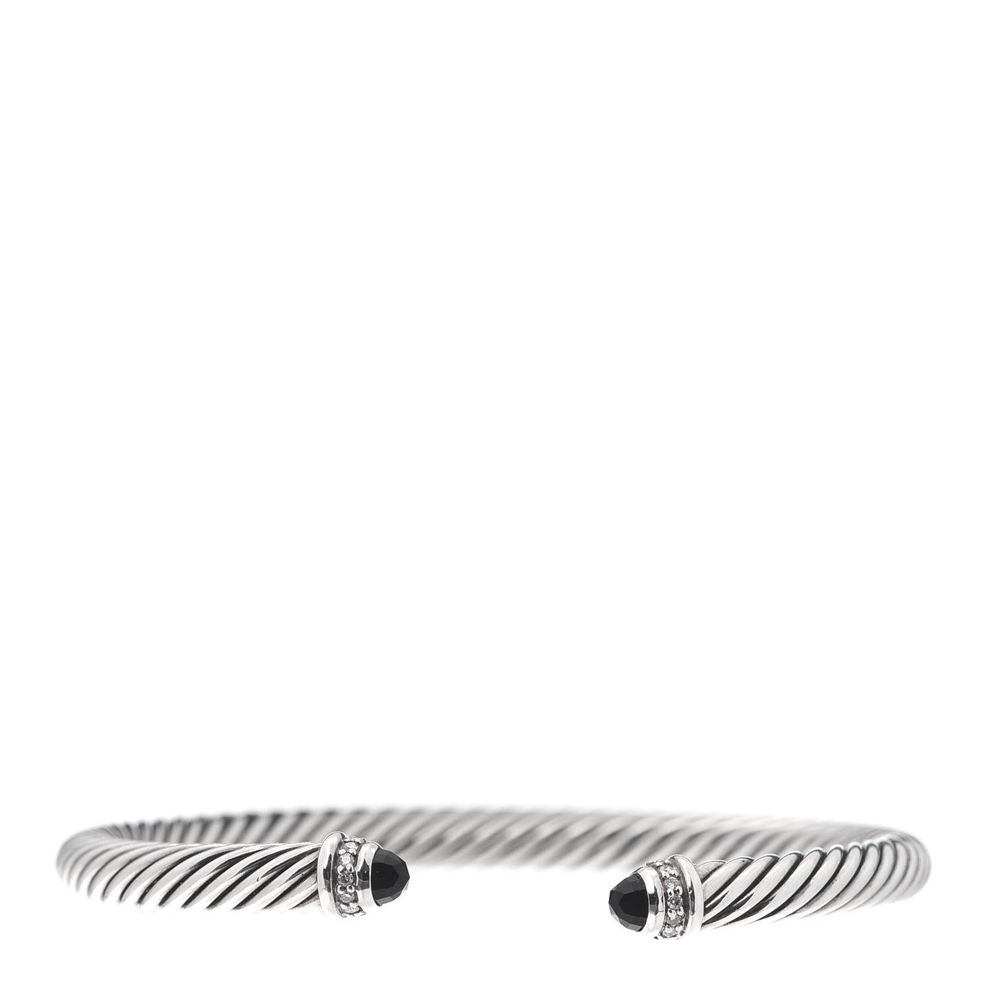 Sterling Silver Diamond Pave Black Onyx 5mm Cable Classics Bracelet