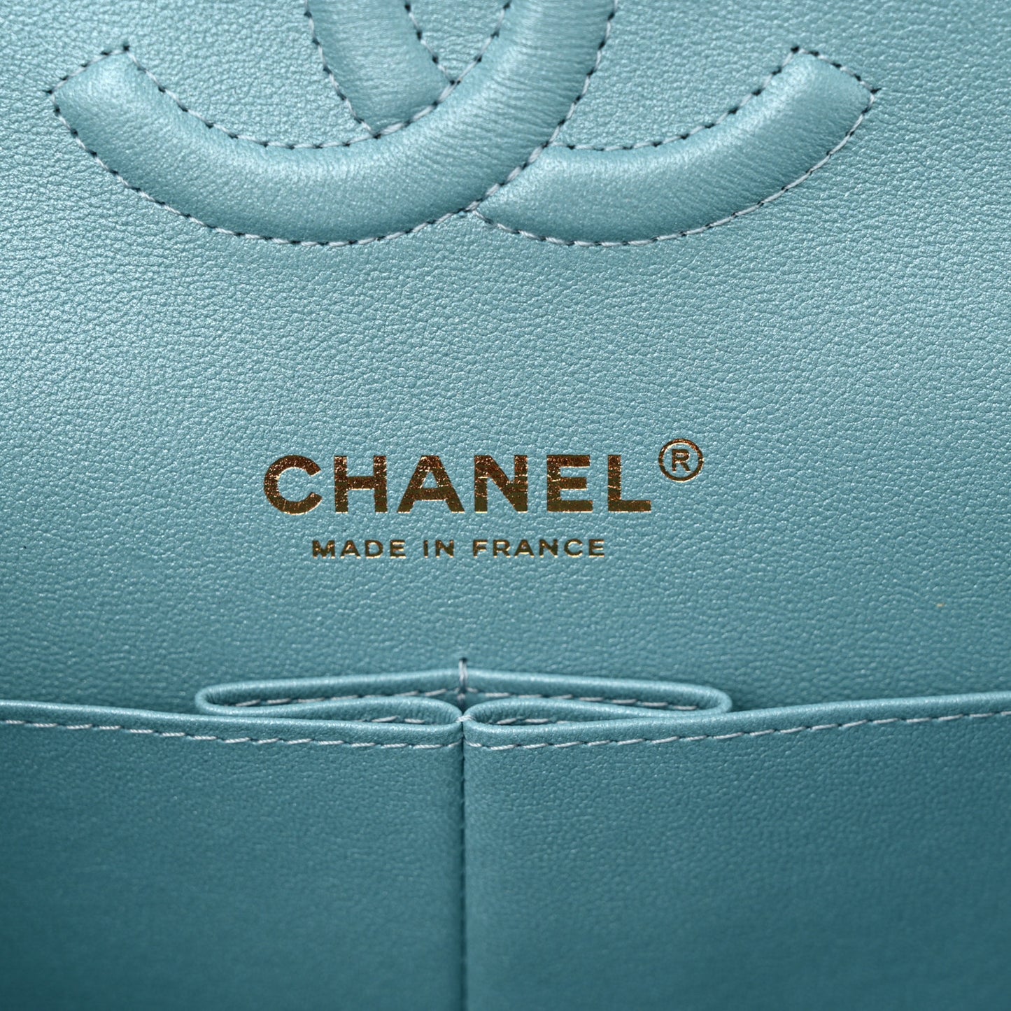 Lambskin Quilted Tie Dye Ombre Medium Double Flap Blue Multicolor