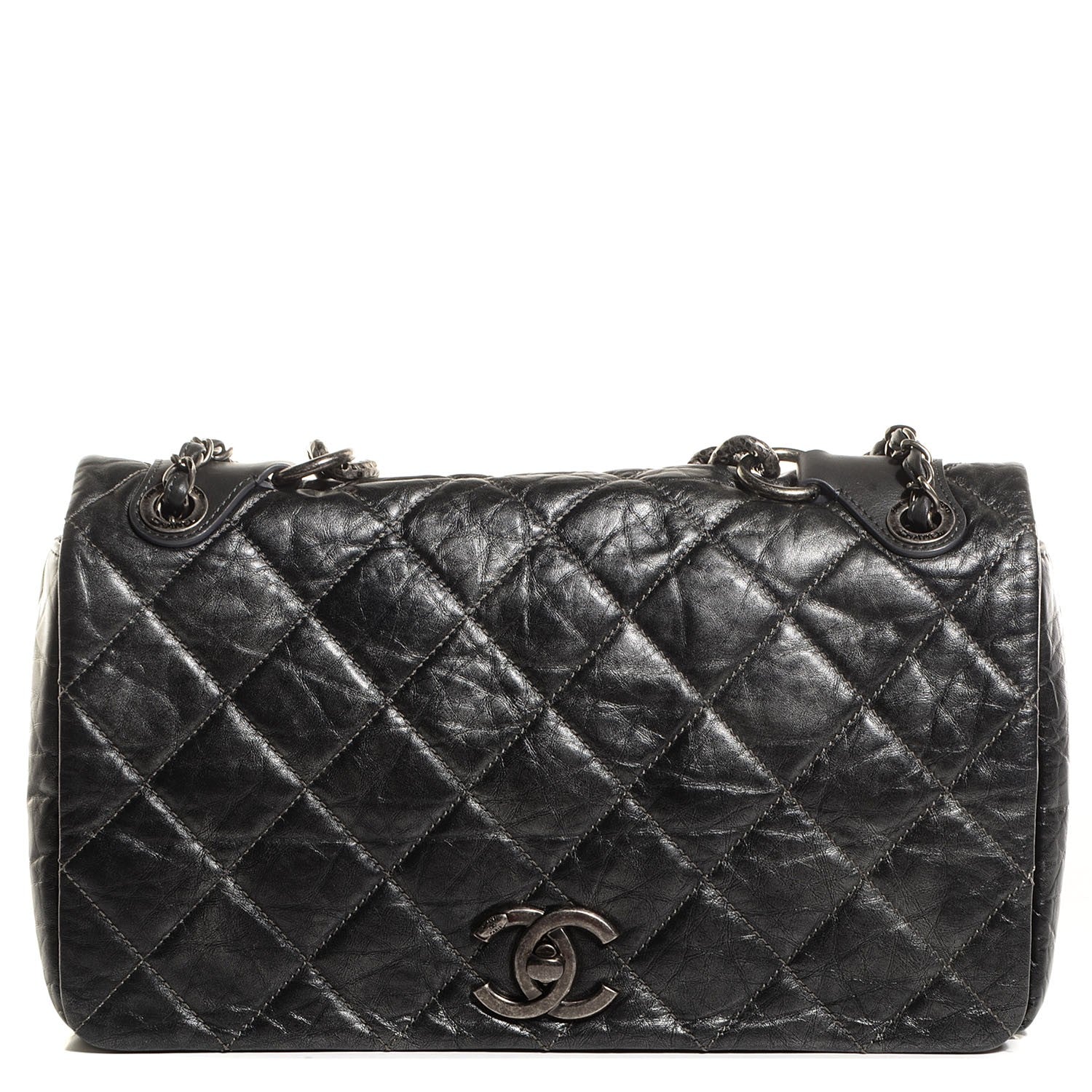 Chanel Aged Calfskin Quilted Medium Pondichery Flap Black 1 of 7