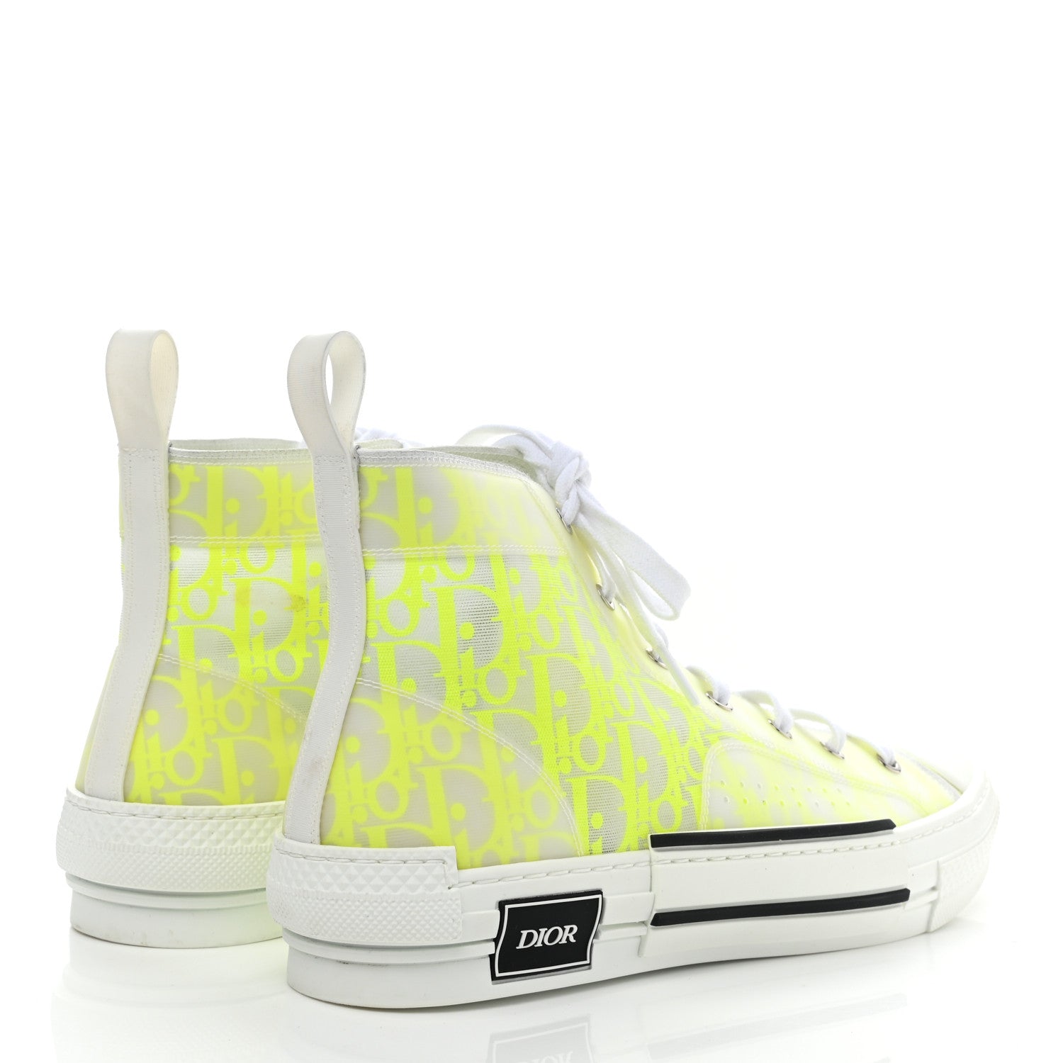 Christian Dior Technical Canvas Oblique Mens B23 High Top Sneakers 44 Yellow 4 of 13