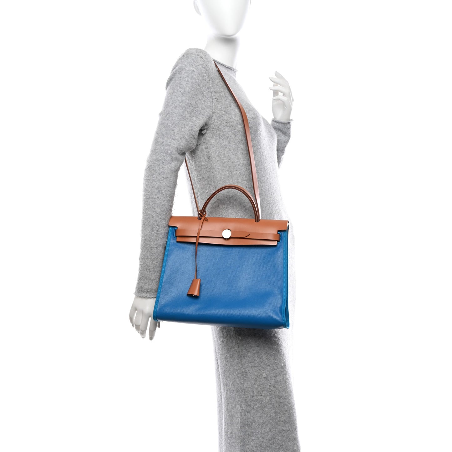 Toile H Berline Vache Hunter Herbag Zip 31 PM Bleu Zanzibar Natural