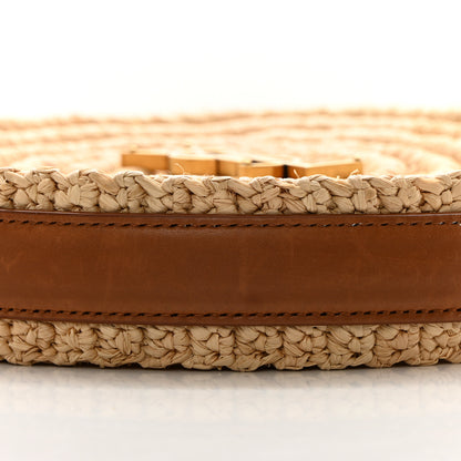 Saint Laurent Raffia Calfskin Round Bag Natural Brick 8 of 11