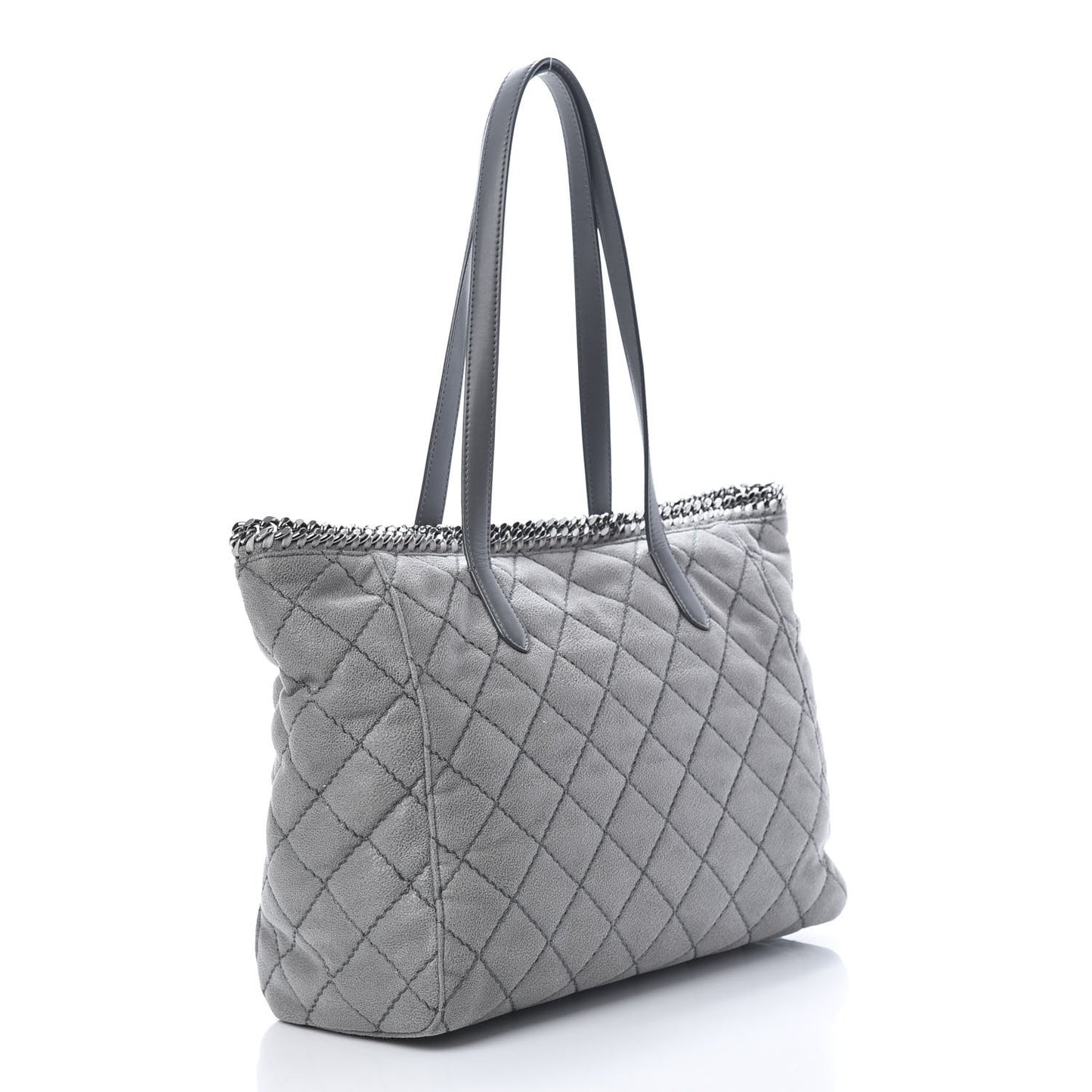 Shaggy Deer Quilted Falabella East West Shopper Tote Grey