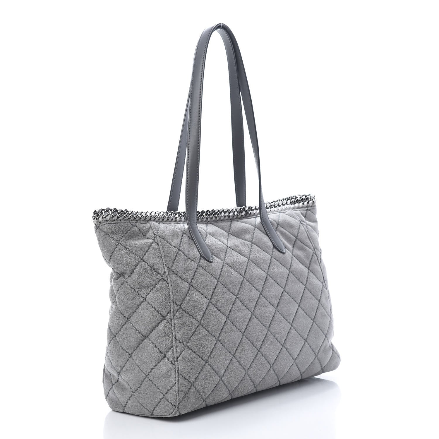 Stella McCartney Shaggy Deer Quilted Falabella East West Shopper Tote Grey 2 of 10