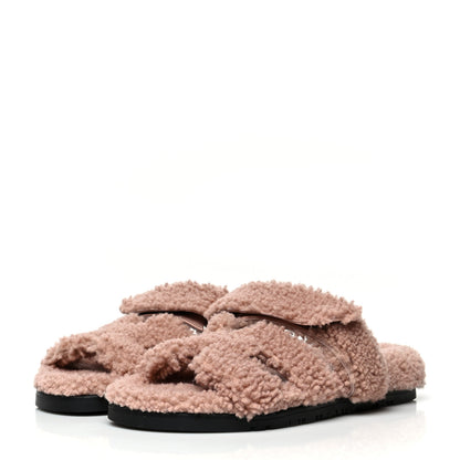 Hermes Woolskin Womens Chypre Sandals 40 Bois De Santal 3 of 8