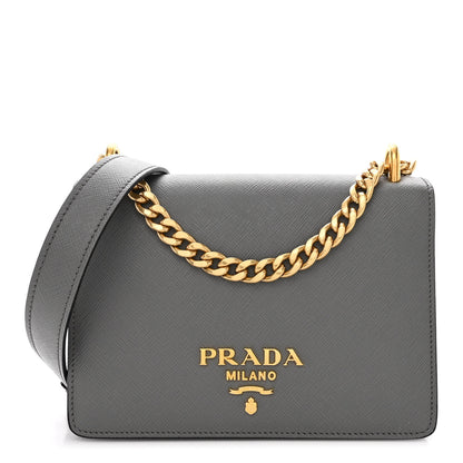 Prada Saffiano Chain Shoulder Bag Marmo 1 of 10