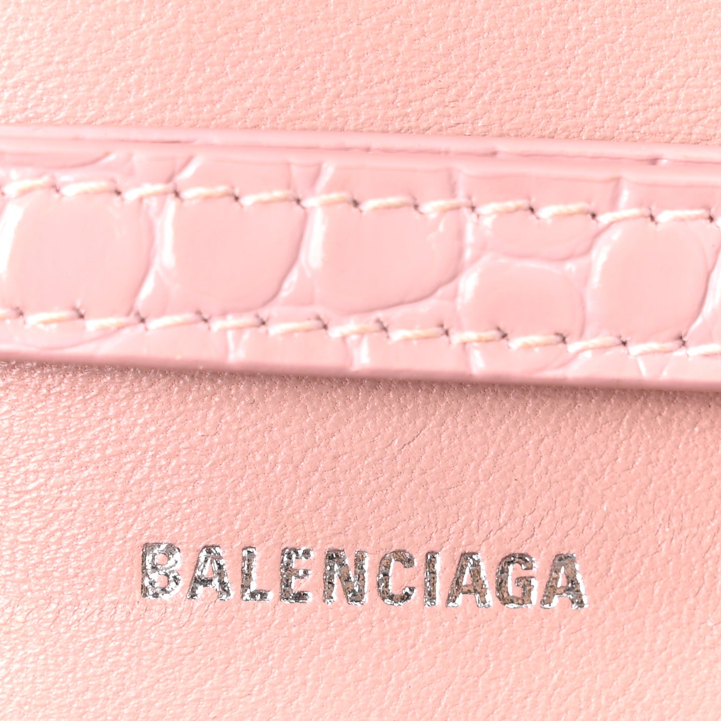 Shiny Calfskin Crocodile Embossed Hourglass Chain Bag Powder Pink