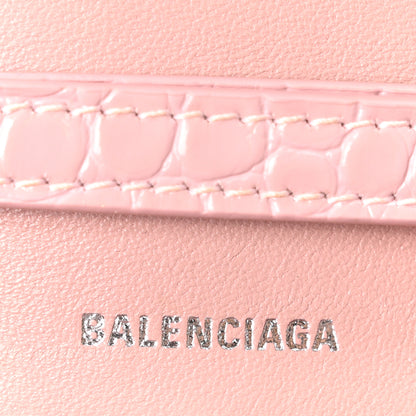 Balenciaga Shiny Calfskin Crocodile Embossed Hourglass Chain Bag Powder Pink 6 of 9