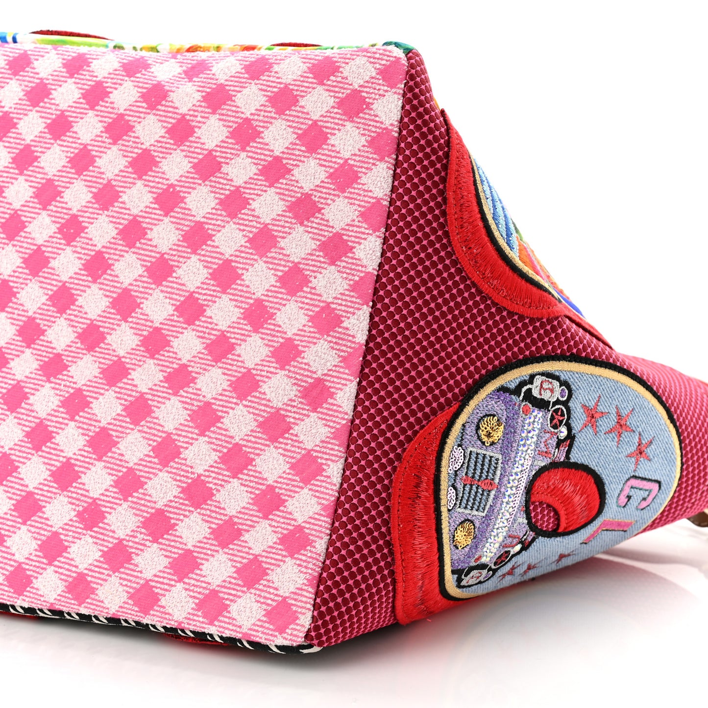 Canvas Embroidered Calfskin Caracaba Tote Multicolor