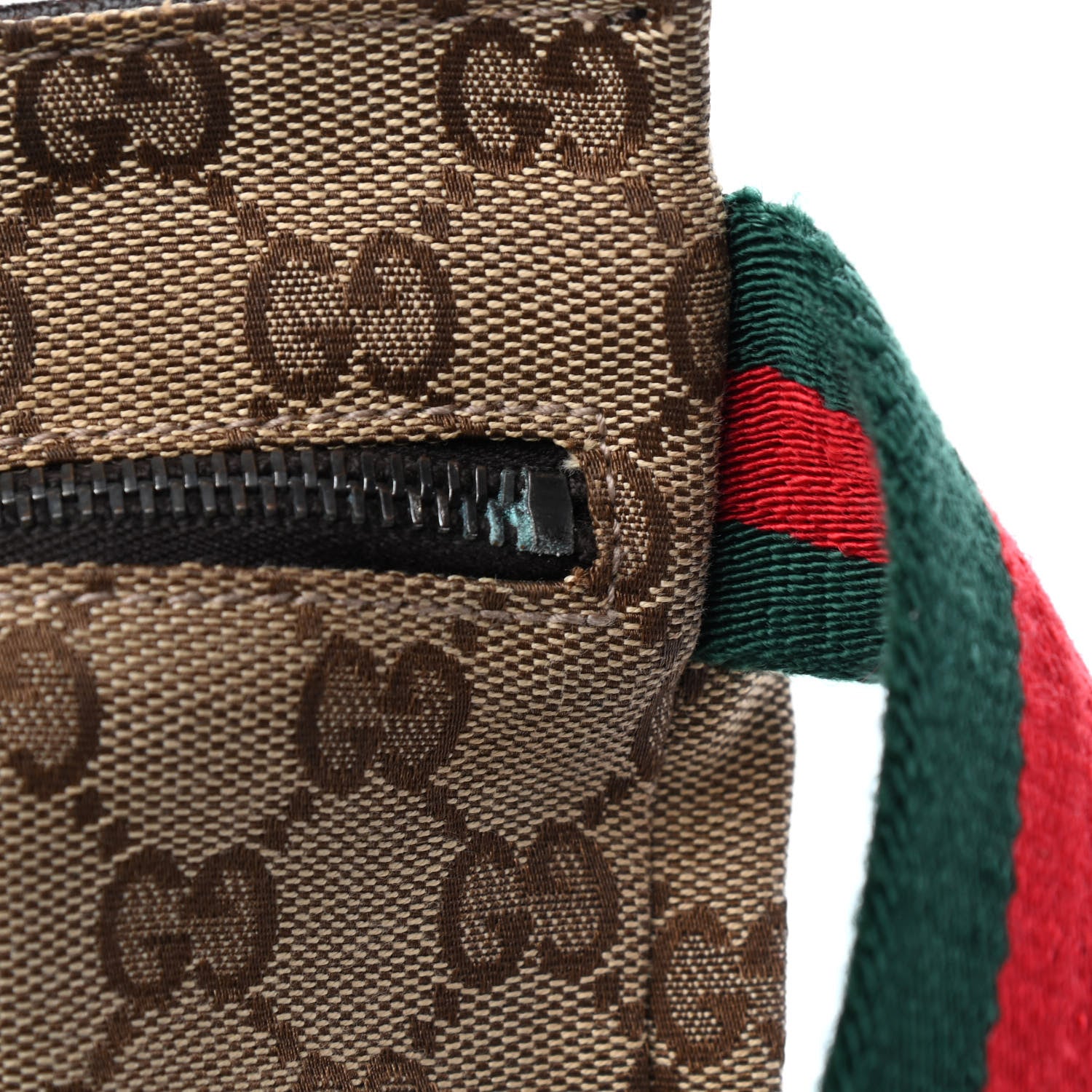 Gucci GG Monogram Web Double Pocket Belt Bag Dark Brown 9 of 10