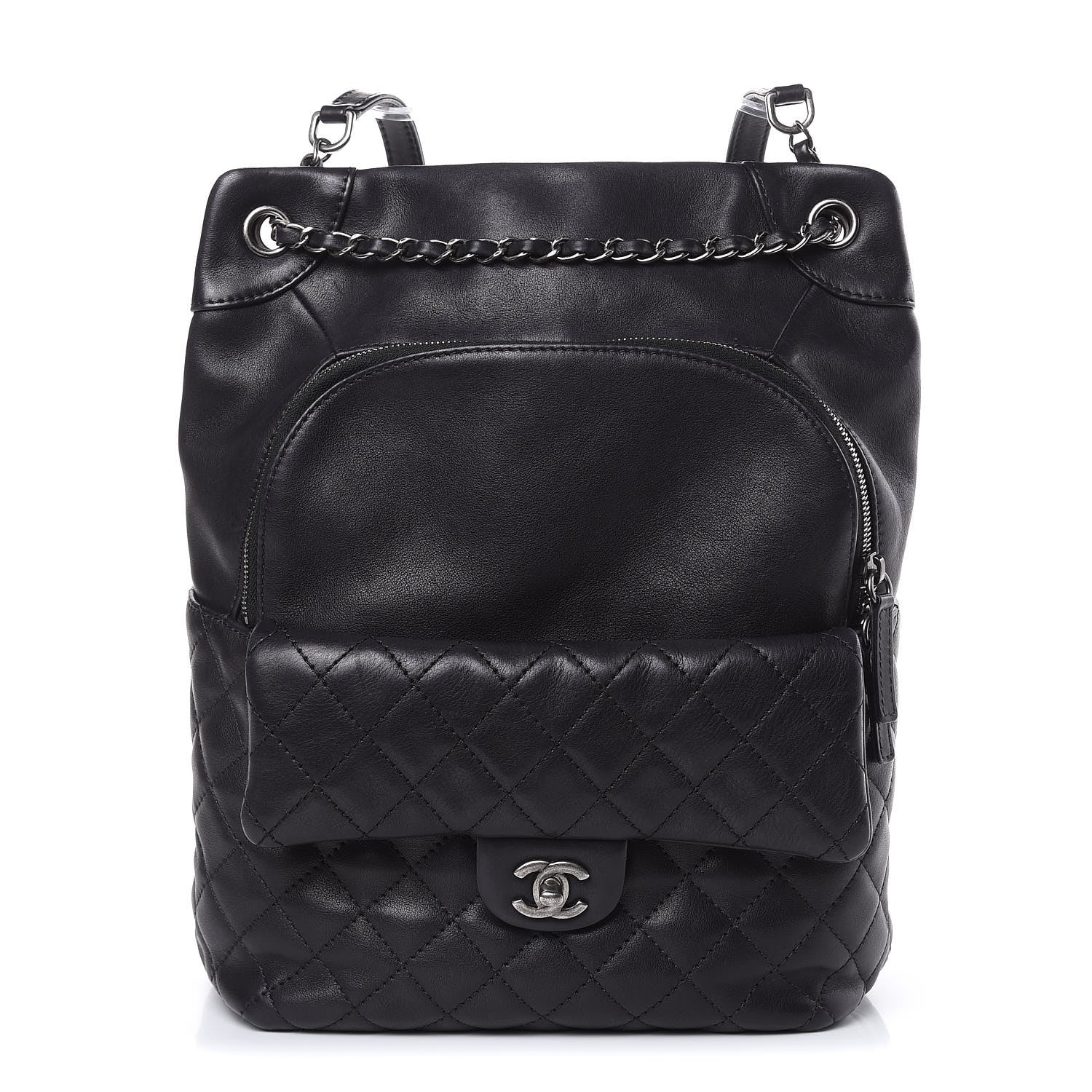 Chanel Lambskin Quilted Drawstring Backpack Navy Blue 1 of 15
