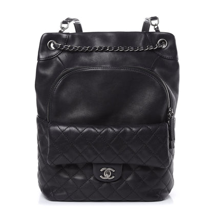 Chanel Lambskin Quilted Drawstring Backpack Navy Blue 1 of 15