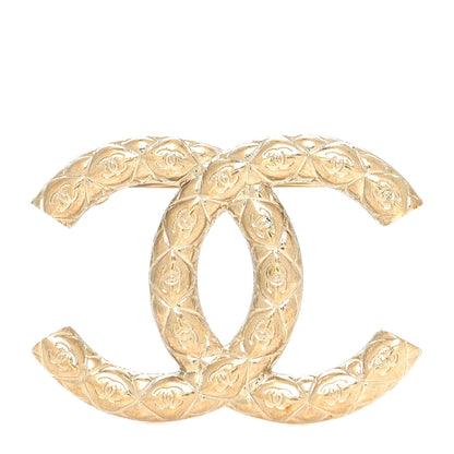 Chanel Metal Quilted CC Brooch Light Gold 1 of 3