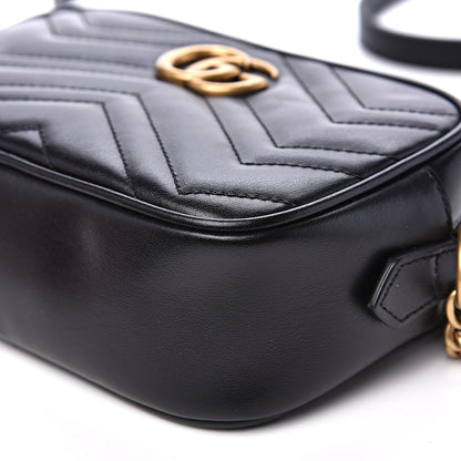 Gucci Calfskin Matelasse Mini GG Marmont Chain Shoulder Bag Black 8 of 10