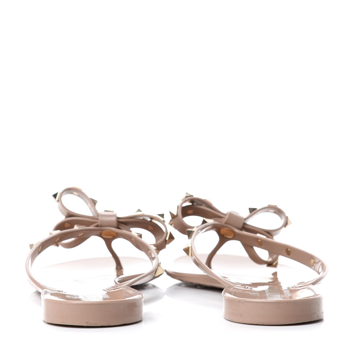 PVC Jelly Rockstud Bow Thong Sandals 40 Poudre