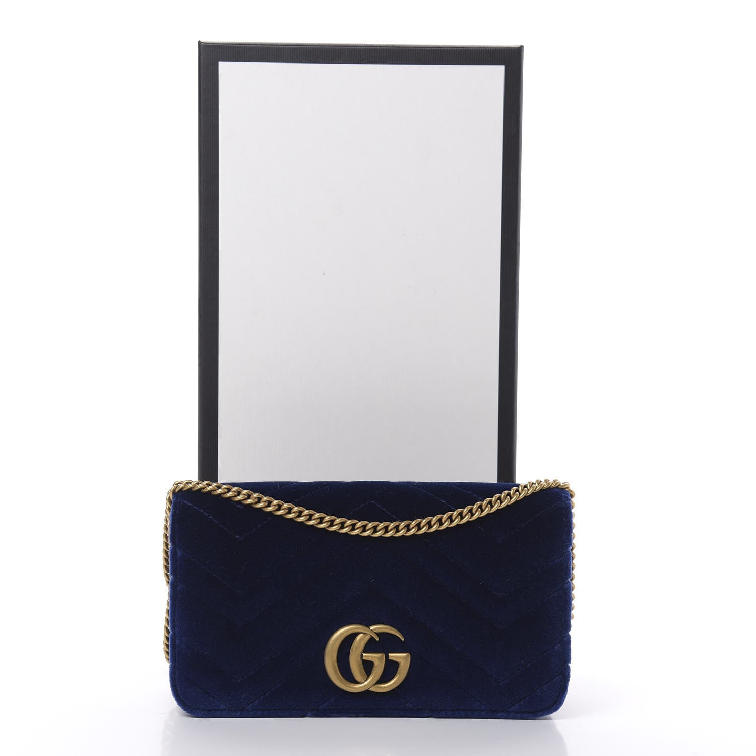 Gucci Velvet Matelasse GG Marmont Mini Bag Cobalt Blue 10 of 10
