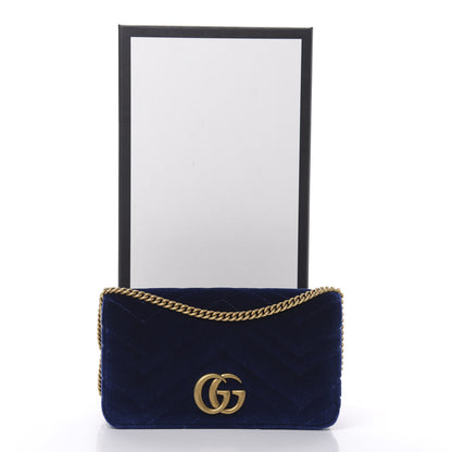 Gucci Velvet Matelasse GG Marmont Mini Bag Cobalt Blue 10 of 10