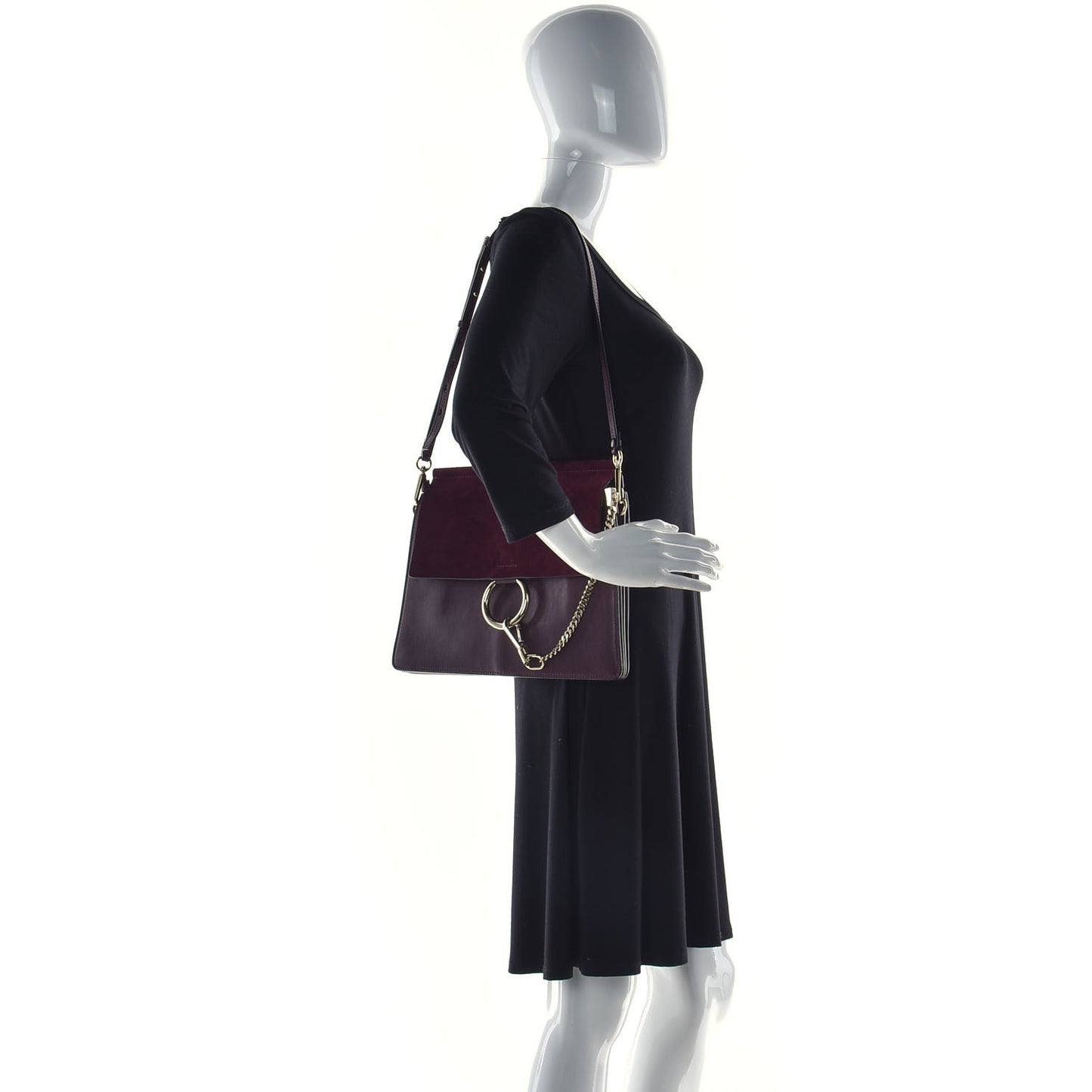 Calfskin Suede Medium Faye Shoulder Bag Intense Violine