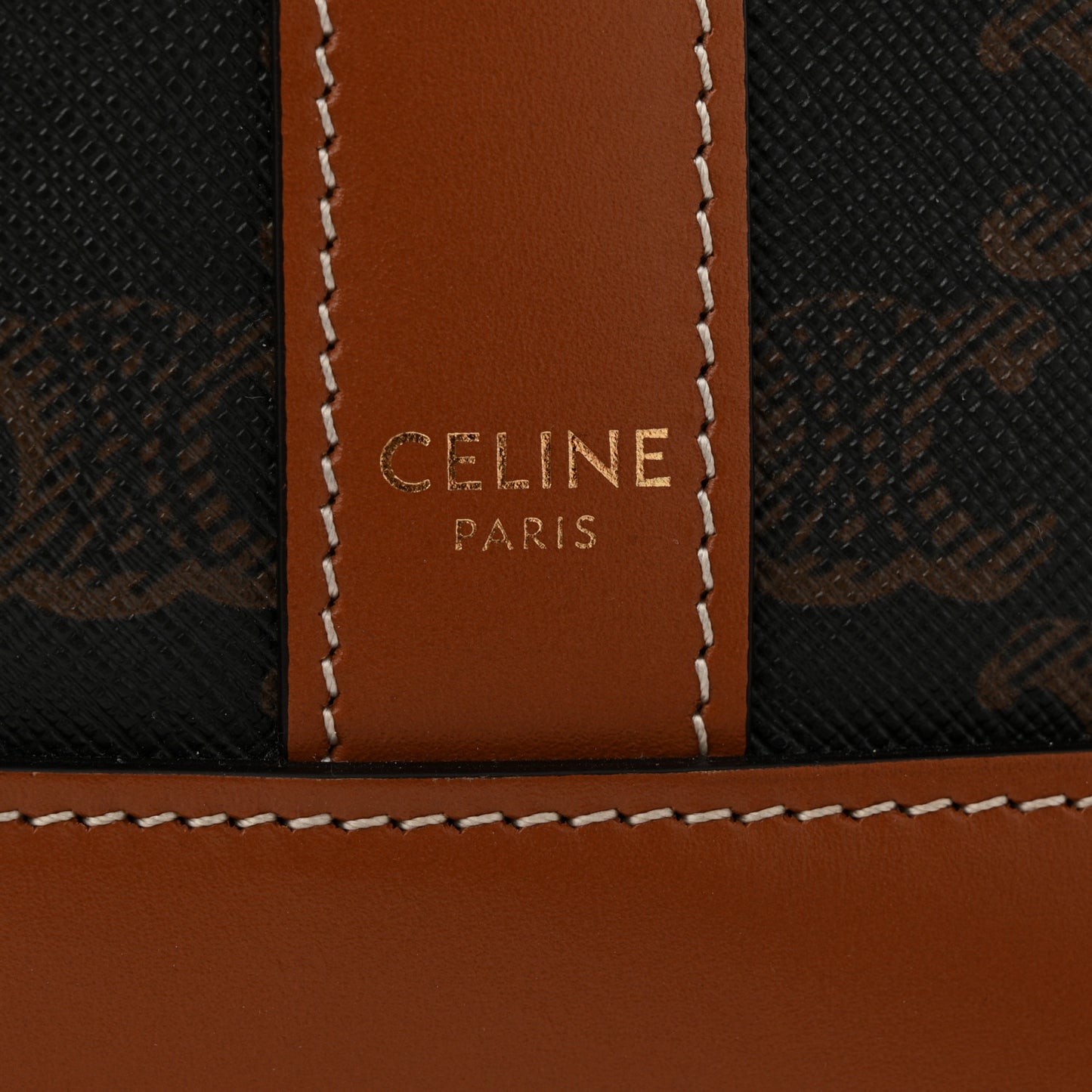 Triomphe Canvas Calfskin Small Bucket Bag Tan