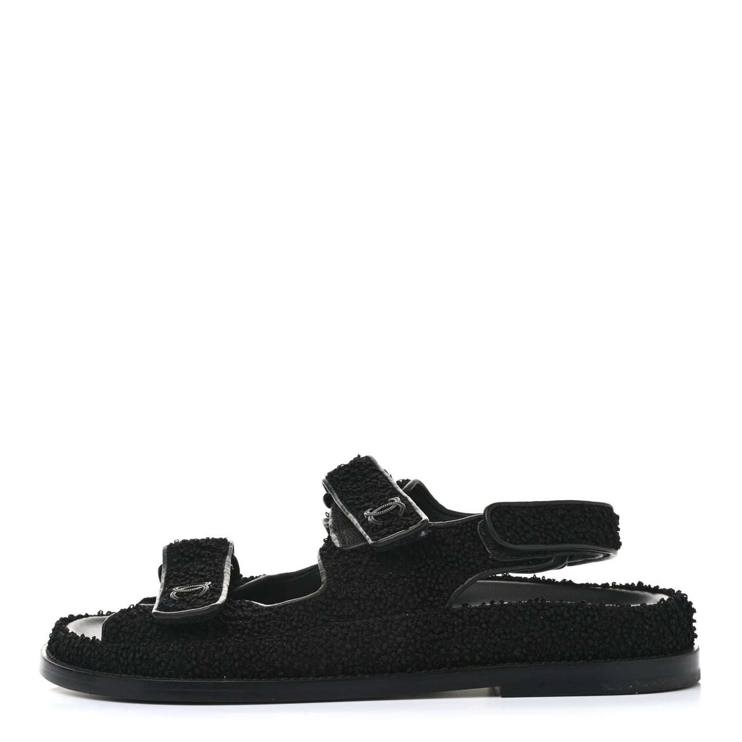 Tweed Velcro Dad Sandals 39 Black