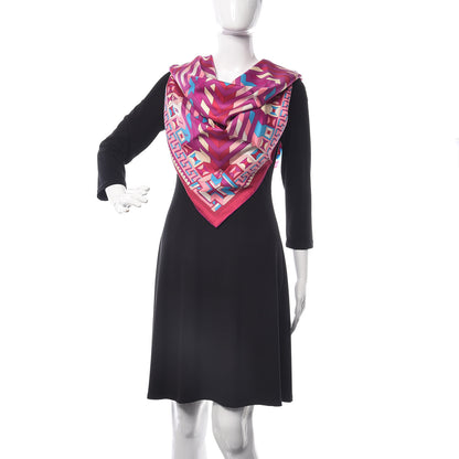 Hermes Silk Le Fil D'Ariane Scarf 90 Fuchsia Bleu Rose 3 of 8