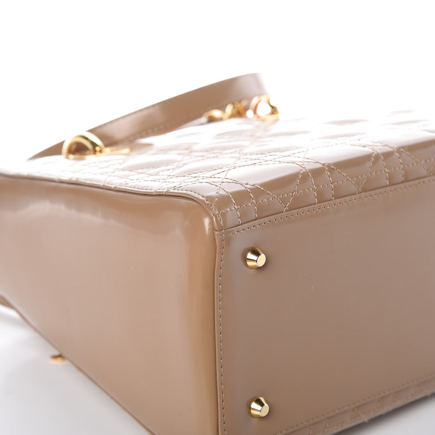 Glazed Calfskin Cannage Medium Lady Dior Beige