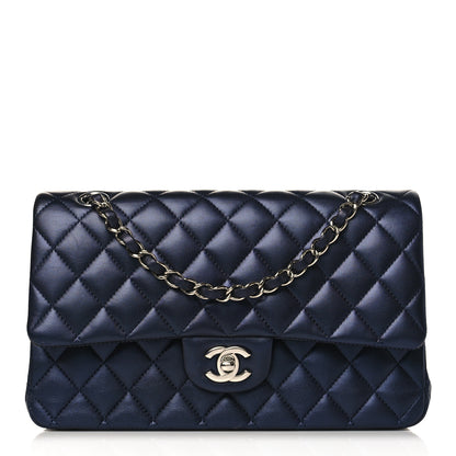 Chanel Iridescent Calfskin Quilted Medium Double Flap Navy 1 of 9