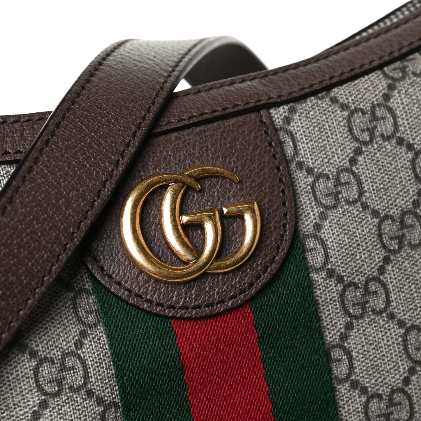 GG Supreme Monogram Web Small Ophidia Half Moon Hobo Brown