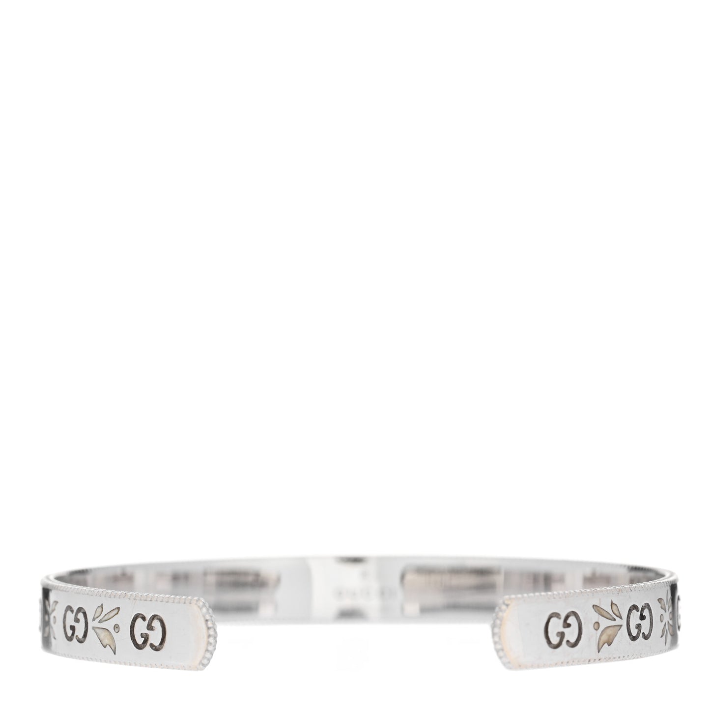 18K White Gold Enamel Icon Blooms Cuff Bracelet