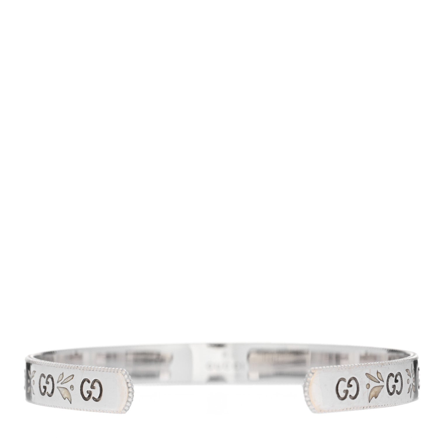 Gucci 18K White Gold Enamel Icon Blooms Cuff Bracelet 2 of 5