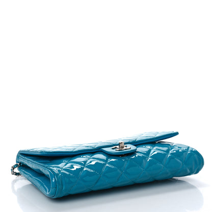 Chanel Patent Quilted Clutch with Chain Flap Blue 4 of 9