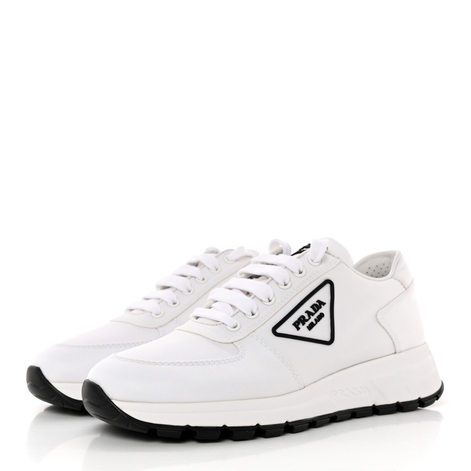 Prada Re-Nylon Triangle Logo Womens Prax 01 45mm Sneakers 38.5 White Black 3 of 12