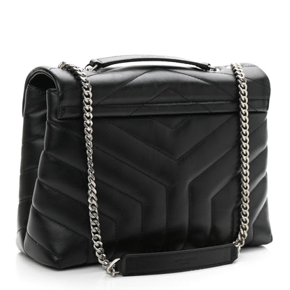 Saint Laurent Calfskin Y Quilted Monogram Small Loulou Chain Satchel Black 2 of 8